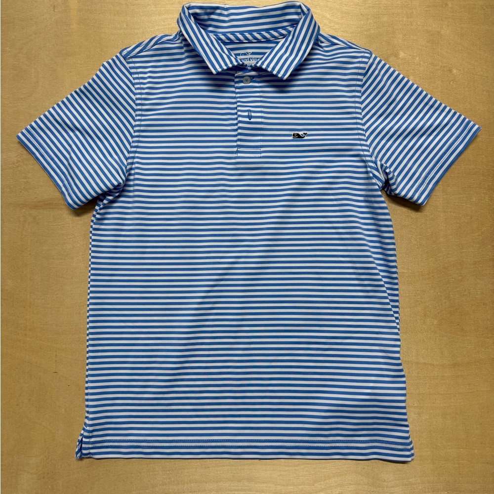 Vineyard Vines Blue and White Striped Polo Shirt